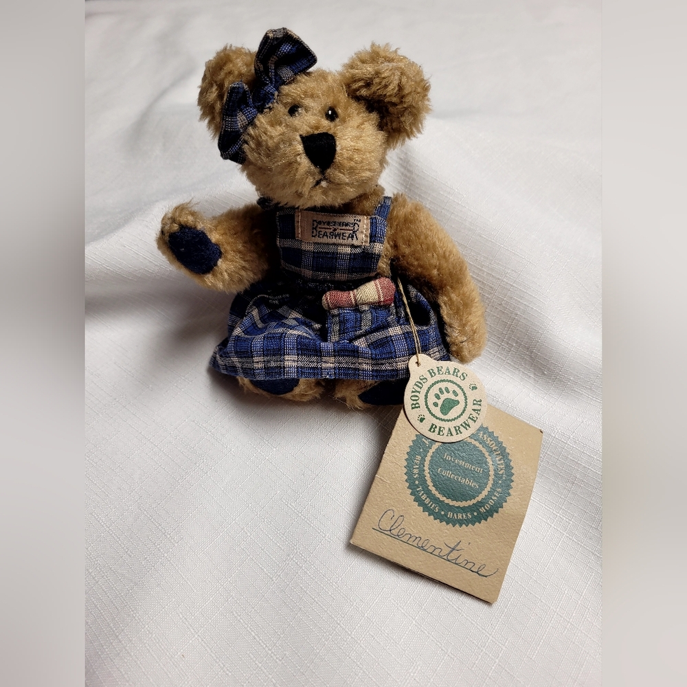 Clementine Boyds Bears Blue Plaid Teddy Bear with Bow NWT